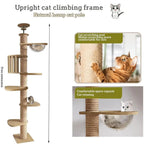 Adjustable Height Cat Tree (95-108in) with 4.33in Wide Scratching Post, Hammock, and Sisal Rope - Supports Up to 110 lbs