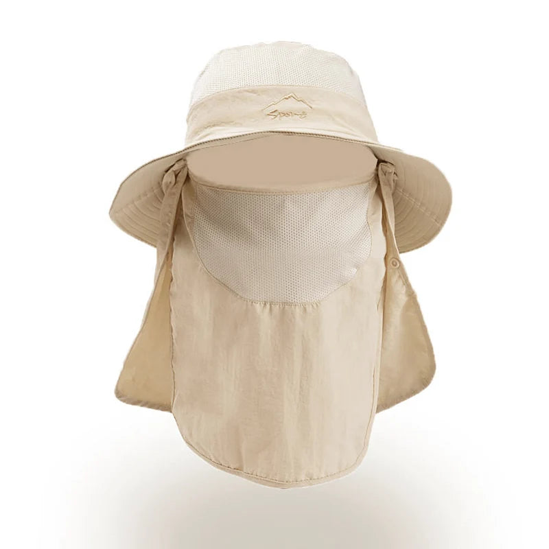 Fisherman's hat, male sun hat, summer outdoor quick drying sun hat, fishing breathable sun hat, female face mask hat