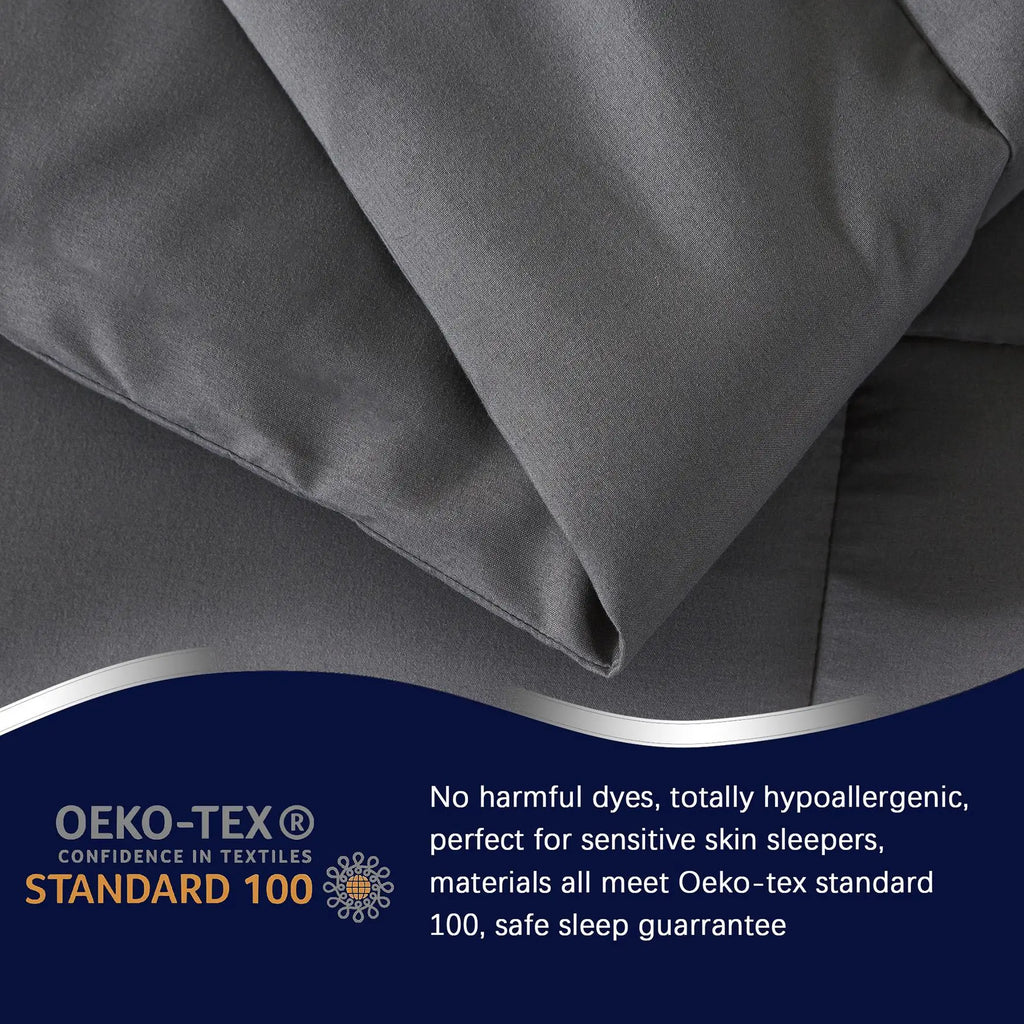 All Season Lightweight Comforter Set 3Pcs Soft Quilted Bedding Sets Box-Stitch Bed in a Bag Include 1 Comforter 2 Pillowcases Breathable Home Bedroom Textile Decor