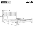 King Size Velvet Upholstered Platform Bed with Tall Headboard Slatted Frame Wingback Design Beige 180x200cm