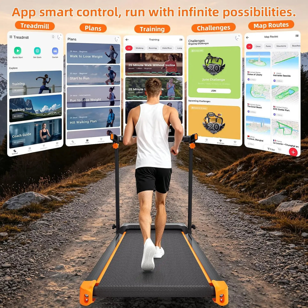 Walking Pad Treadmill, Treadmill with 12% Incline, 3-in-1 Foldable Treadmills for Home,12 HIIT Modes, Quiet Treadmill with Incline, 300 LBS Capacity, with App, Speaker, Heart Rate,and LED Display