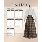 Victorian Dress for Women 2-Pieces Edwardian Dress 1800s Costume Plaid Maxi Skirt