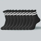 6/10/20 Pairs Men Women Striped Round Neck Socks Spring Autumn Breathable Odor Proof Sweat Absorbing All-Season Casual Socks