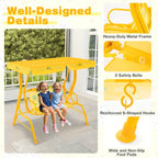 2-Seater Porch Swing Chair With Metal Stand Adjustable Canopy Outdoor Furniture