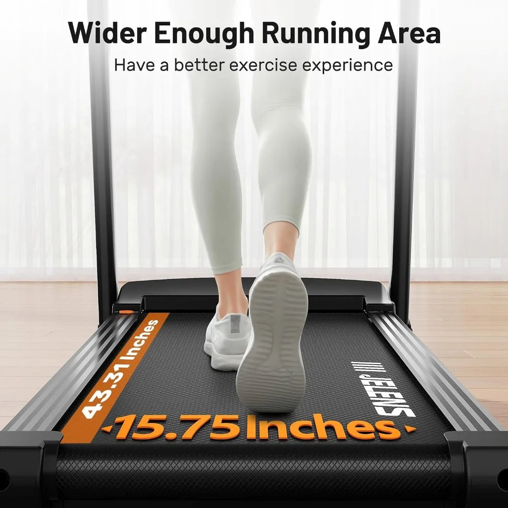 Foldable Incline Treadmill: Auto Adjusting, 330LBS Capacity, Pulse Sensors, Quiet 3.0HP, App-Enabled with LCD Display