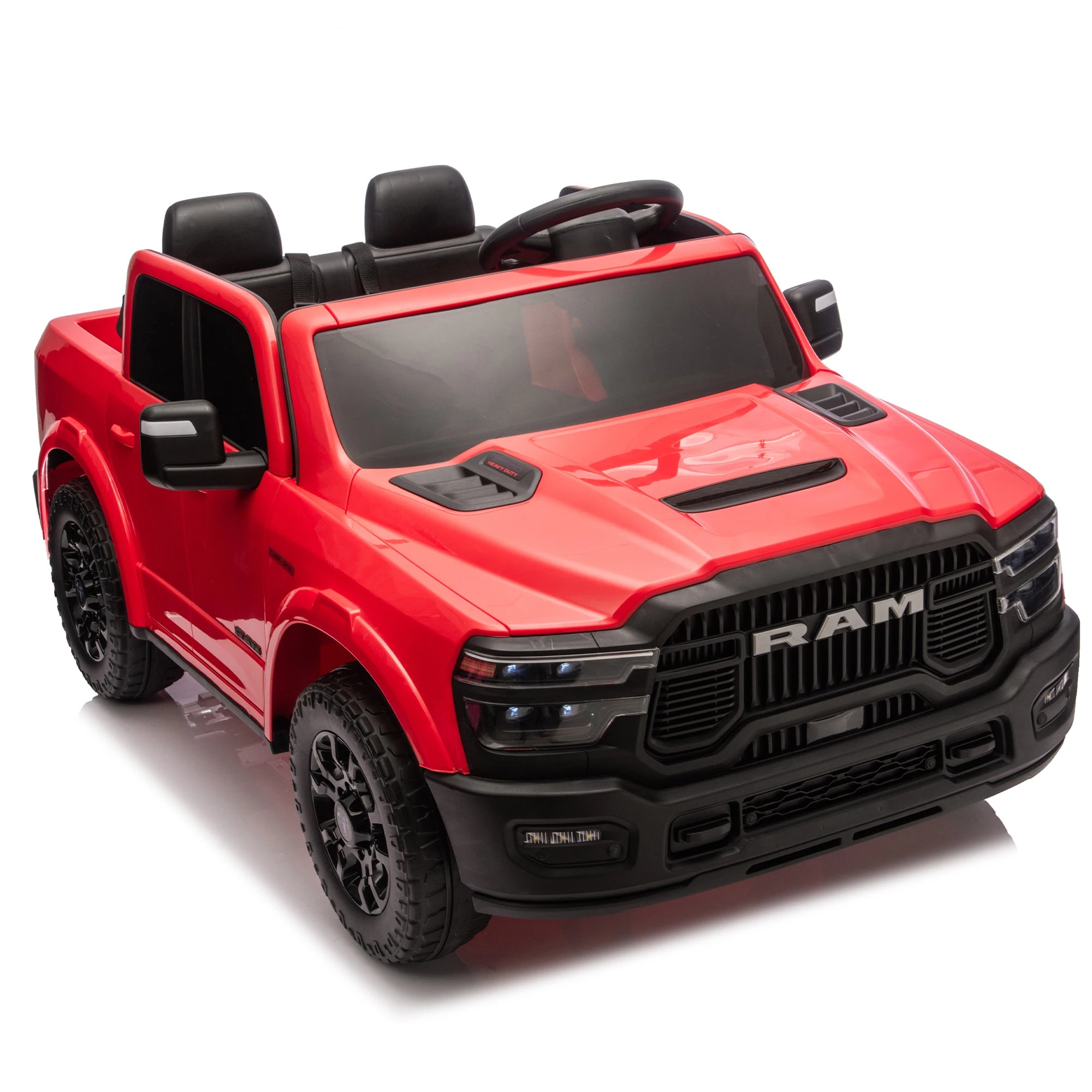 24V 160W Kids Ride on Electric Truck with Parent Remote Control Suspension LED Lights Bluetooth Music Storage Red Tan Cars