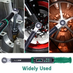 MoveCrab Digital Torque Wrench 6.8-135Nm Adjustable Precision Click Torque Wrench Set with Interchangeable Heads (Ratchet & Open-End), Ft-lb/Nm Dual Scale