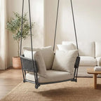 Cushioned Porch Swing Chair, Indoor/Outdoor Hanging Swing, Perfect for Patio or Balcony, Beige