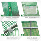 7x7x15 Walk-in Tunnel Greenhouse, Roll-Up Door, Windows, PE Cover, Ideal for Plant Growing in Backyard Garden