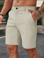 Men Stretch Golf Shorts Hiking Business Light Smooth Polyester Knee Length Summer