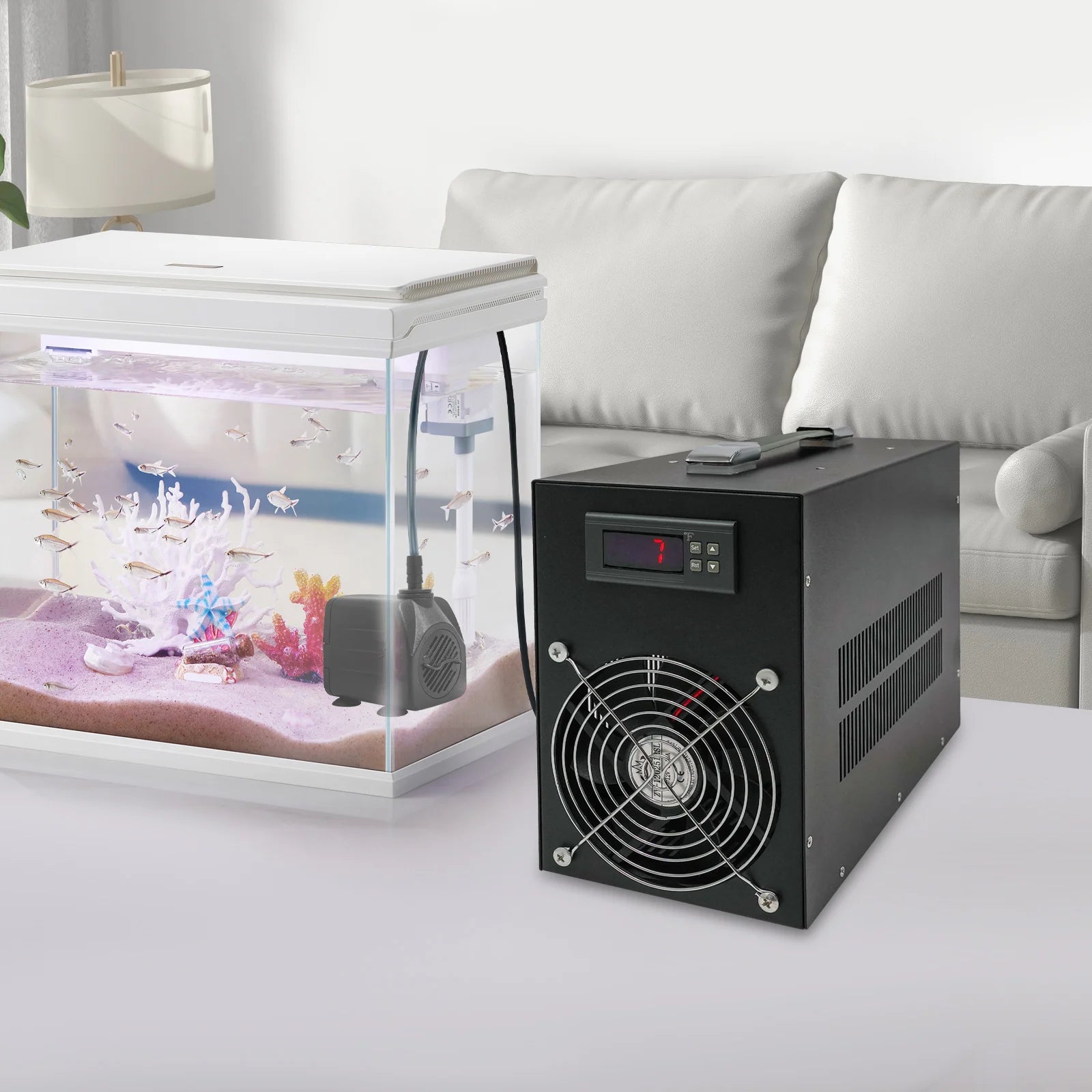 Aquarium Chiller with Digital Display 15.85Gal Fish Tank Cooling Machine -58~230℉ Adjustable Temp Aquarium Cooling Machine 200W
