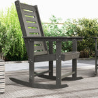 2 Outdoor Rocking Chairs, HDPE High Back Patio Rockers, Dark Gray