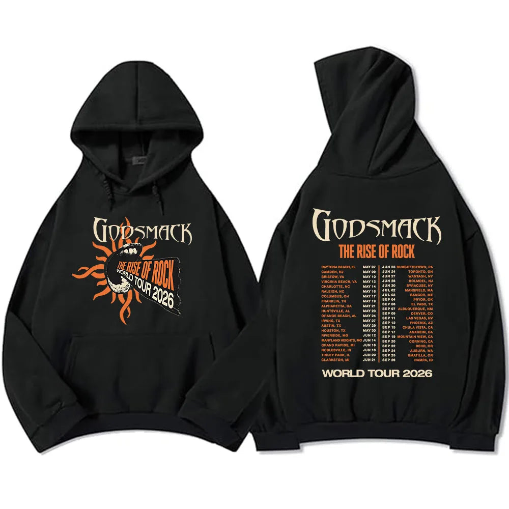 GODSMACK The Rise of Rock Tour 2026 Hoodies Loose Casual Men Women Pullovers Graphic Merch Fleece Long Sleeve Hooded Sweatshirts