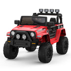 12V 2 Seater Kids Ride On Truck With Parent Remote Control, Electric Car With 2 Speeds, LED Lights, Bluetooth, USB, MP3, Lockable Doors