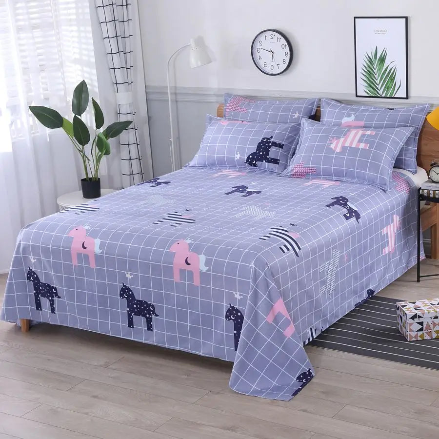 3pcs/Set Home Textile Bed Sheet Set with Pillowcases Cotton Material Lovers Room Bedding Room Flat Sheet