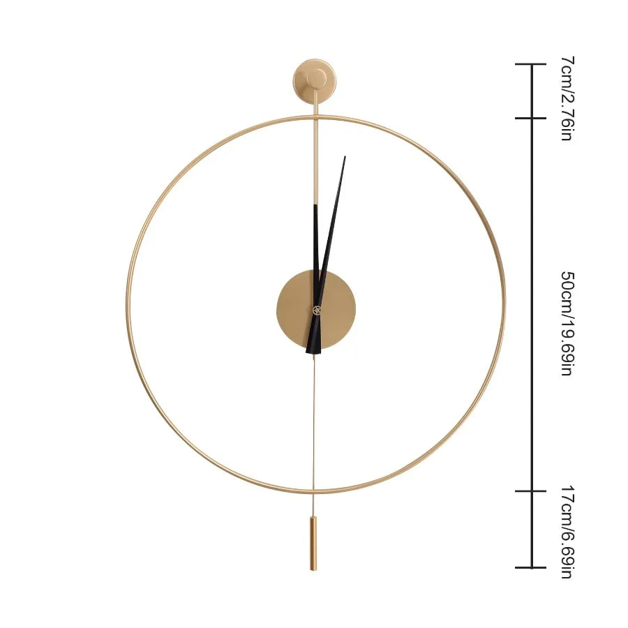 20in Wall Mounted Modern Non-Ticking Silent Metal Wall Clocks Battery Powered Round Classical Large Decorative Wall Clock