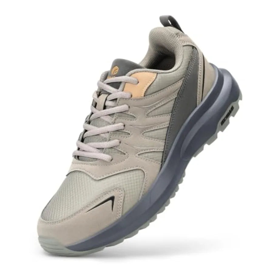 FitVille Men's Outdoor Hiking Shoes with High Traction Outsole, Water-Resistant and High Rebound Cushioning, Low-Top Trailing S