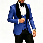 Mens 3 Piece Floral Tuxedo, Jacquard Slim Suit Set, Paisley Blazer Vest And Pants For Prom Wedding