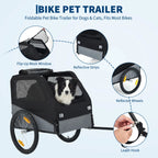 Foldable Dog Bike Trailer, Heavy Duty Steel Frame Pet Bike Carrier, 100 LBS Capacity Oxford Fabric Dog Carrier Bicycle Trailer with Mesh Window Reflectors for Medium Large Dogs & Cats, Black