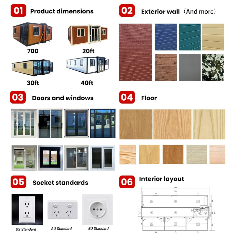 Off-grid Modular Tiny Home for Sustainable Living Prefabricated 20ft 40ft Portable Mobile Expandable Container House