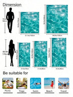 Microfiber Beach Towel With Aqua Water Ripple Print Shimmering Underwater Light Design