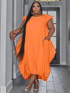 Wmstar Plus Size Dresses for Women Loose Pockets Solid Elegant Solid Maxi Dress New In Summer Clothes Wholesale Dropshipping