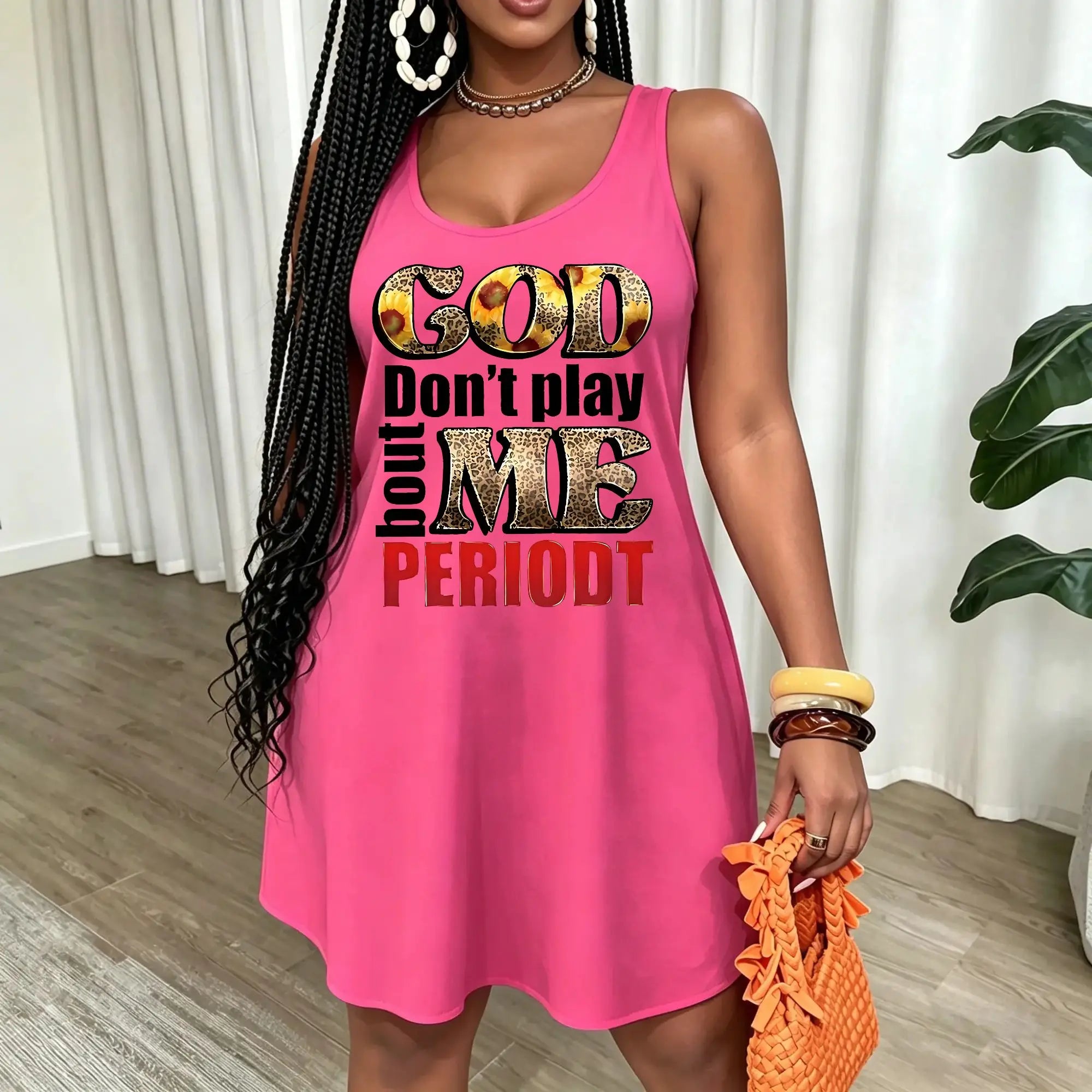 Women Plus Size Summer Dresses For GOD Don't Play About Me Graphic Printed Crew Neck Sleeveless Sundresses Vacation Loose Fit Spring/Summer Tank Dresses Beach Casual Fashion Outing Clothes
