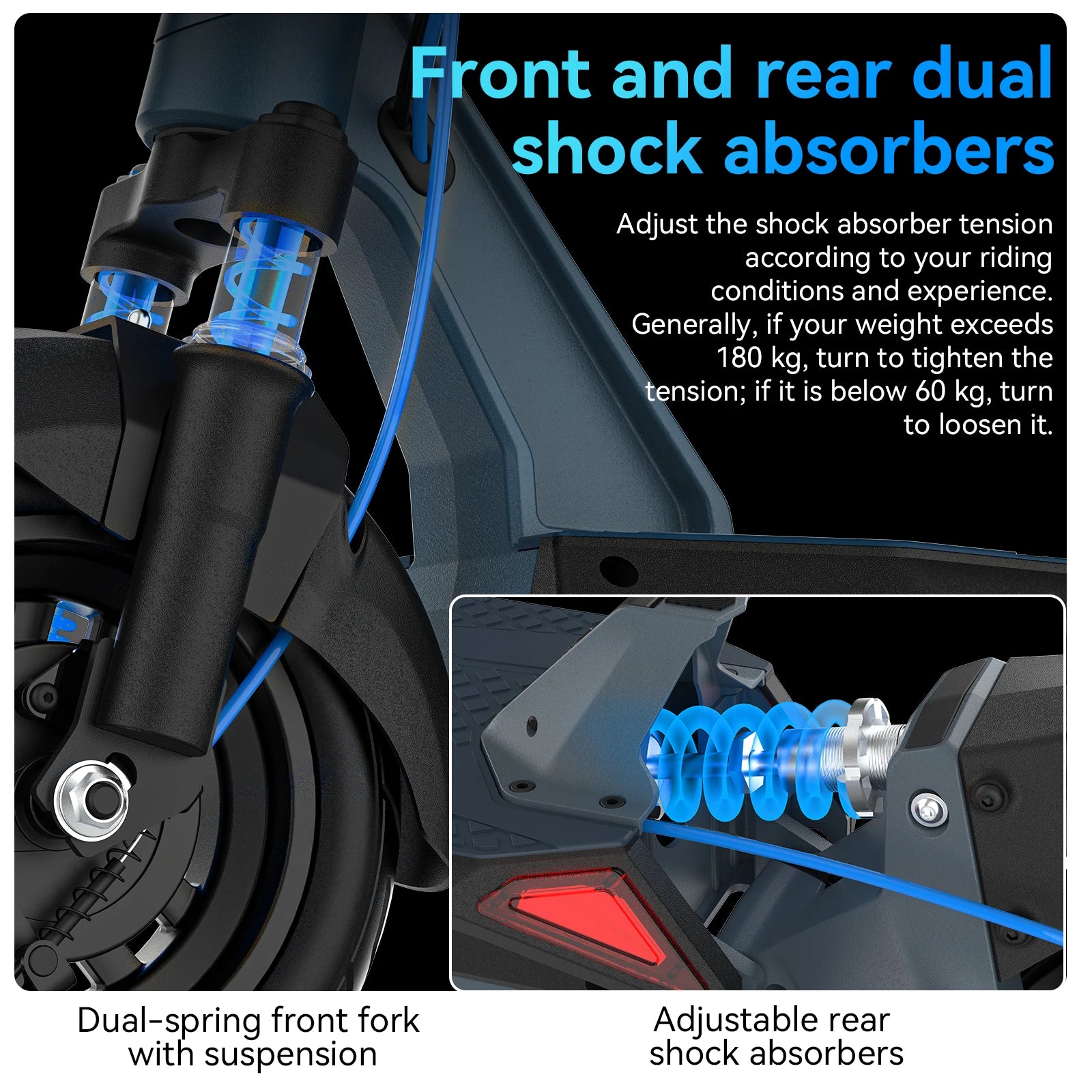 Kingsong Foldable Electric Scooter for Adults, 1000W Motor, 60V 14.5Ah Battery Long Range 50 Miles E-Scooter 31MPH Fast Speed, 10" Air Tires, High Power Commuter Scooter