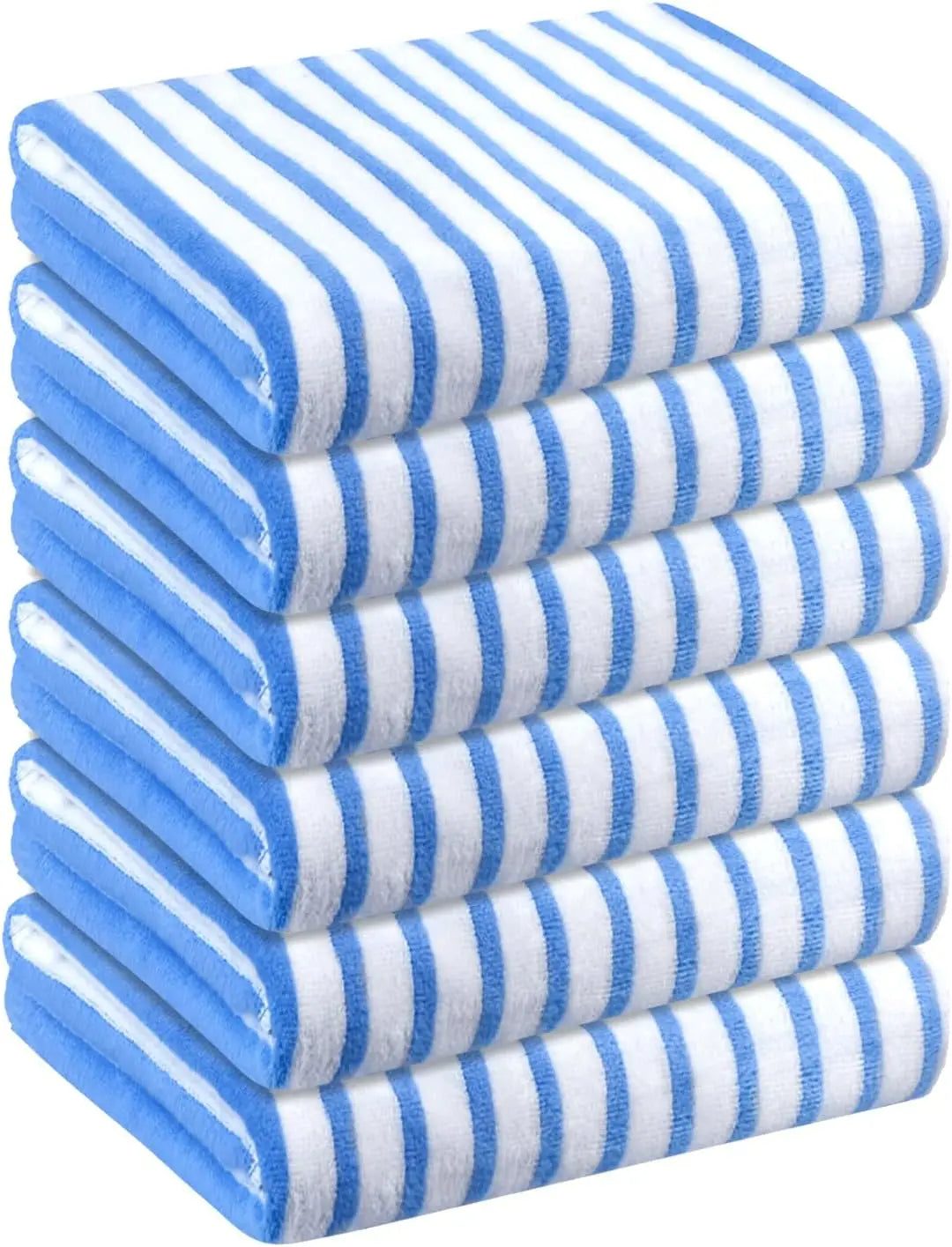 Microfiber Beach Towels, Large Bath Towel Set for Adult, 6 Pack, 27" x 55" - Cabana Stripe - Absorbent, Quick Dry for Pool,