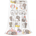Cute Peach And Goma Blanket Cartoon Mochi Cat Flannel Throw Blankets Summer Air Conditioning Personalised Soft Warm Bedspreads