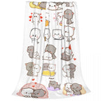 Cute Peach And Goma Blanket Cartoon Mochi Cat Flannel Throw Blankets Summer Air Conditioning Personalised Soft Warm Bedspreads