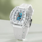 TSAR BOMBA Women’s Quartz Watch, Swiss Movement, Transparent Case, Zircon Dial, Comfortable Strap, Elegant Fashion Wristwatch