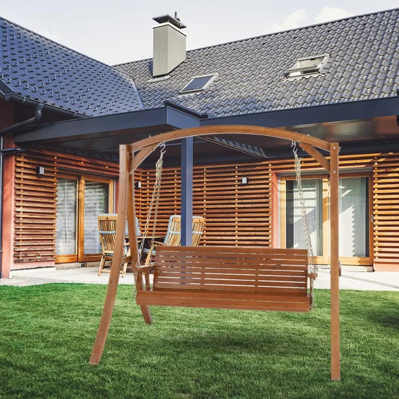 Heavy Duty Outdoor Swing Chair Bench Only Wooden Porch Swing with Chains Outdoor Furniture