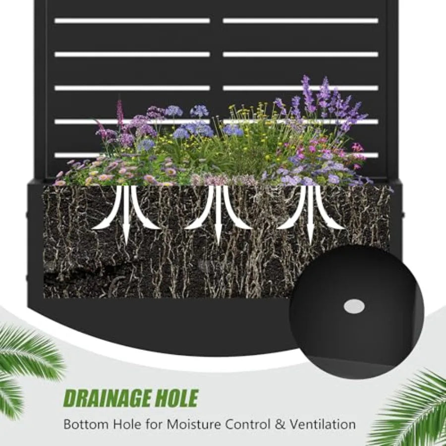 47"x24" Metal Raised Garden Bed with Trellis 2 Pack Outdoor Planter Box with Wheels and Drainage Holes for Climbing Plants Flow