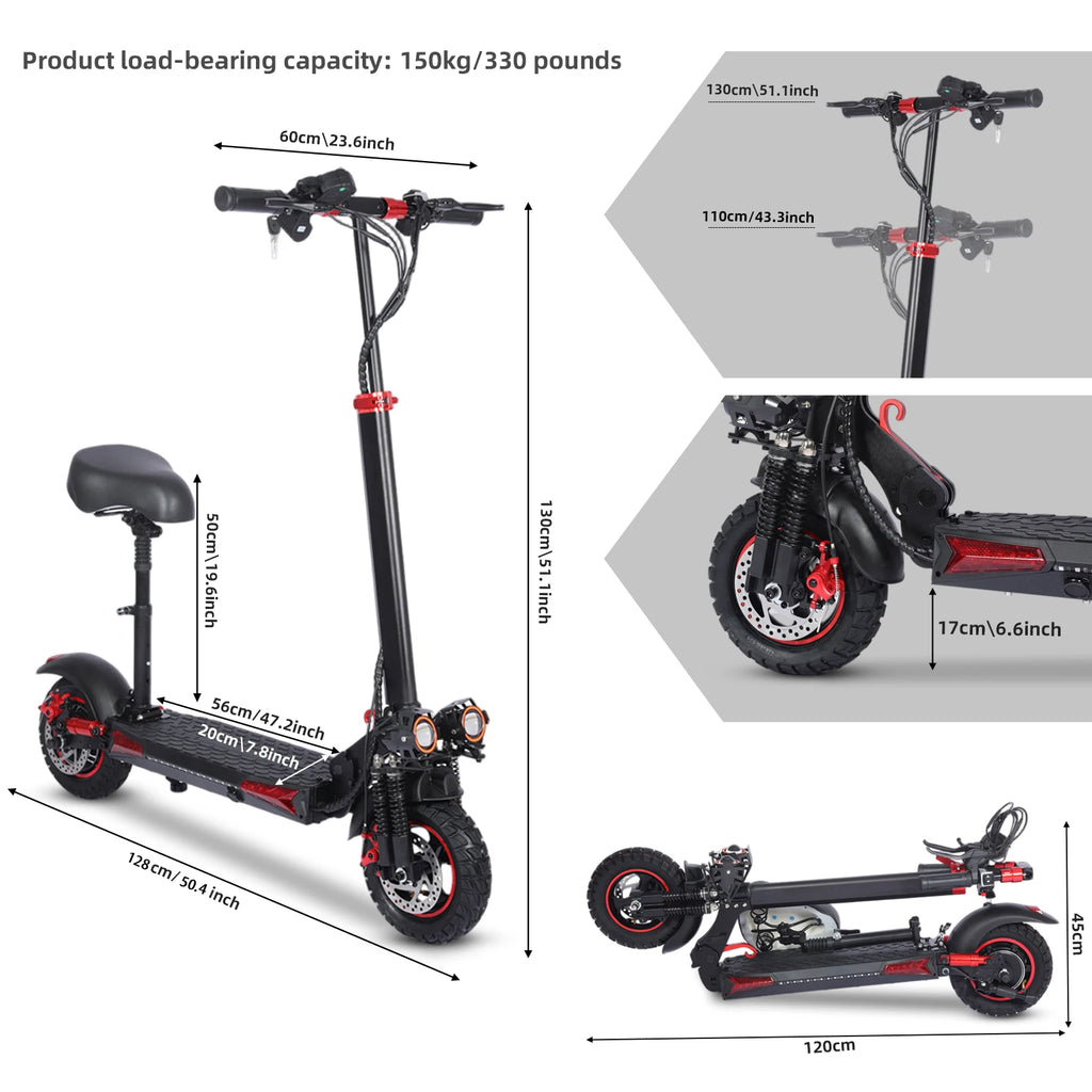 FREEBOY Adult Electric Scooter 1200W, 11'' Off Road Tubeless Tires, 30mph Fast E Scooter, 48V 15.6Ah Battery, Dual Disc Brake, Folding All Terrain Scooter