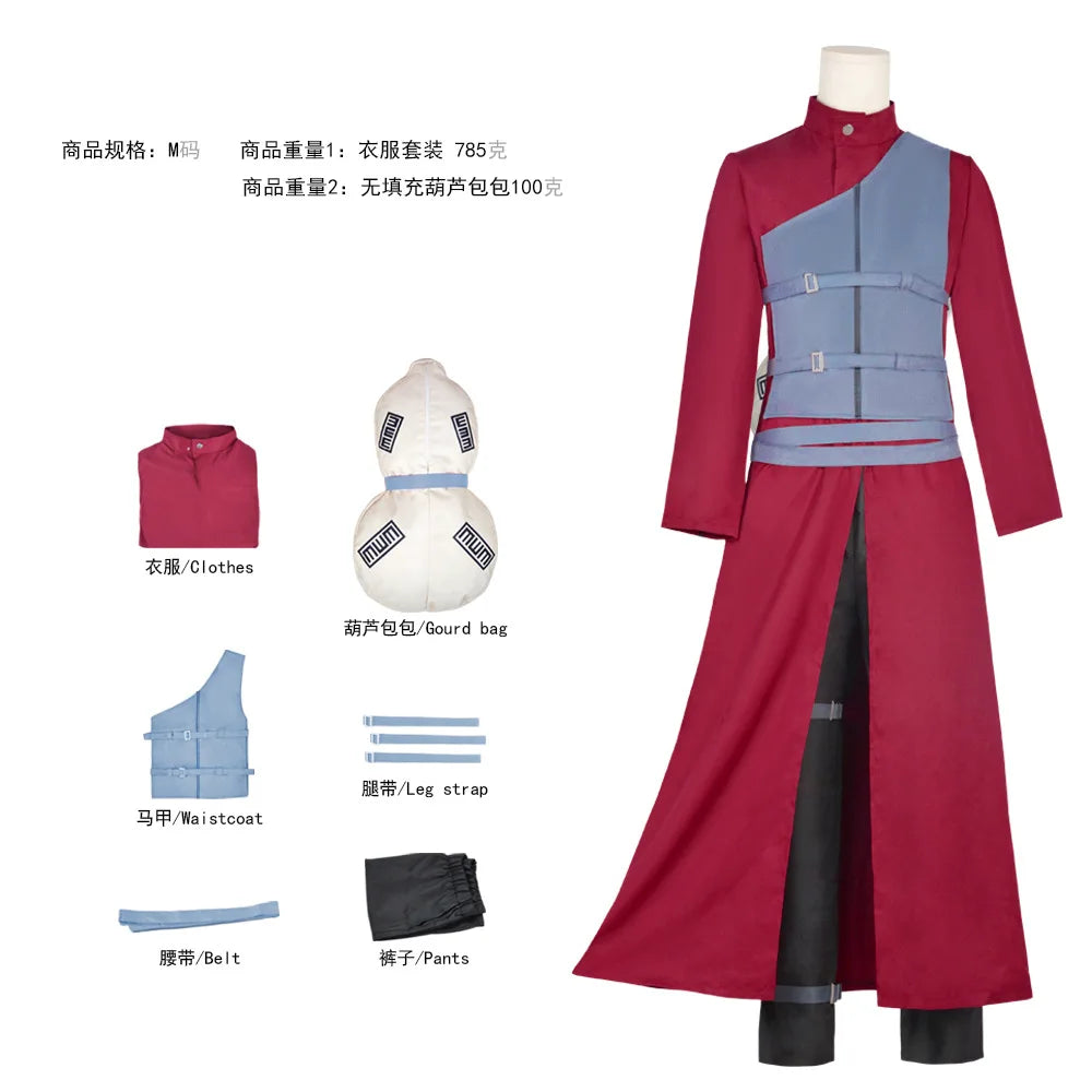 Anime Ninja Gaara Role Playing Costume Sand Dress Red Role Playing Performance Costume New Style