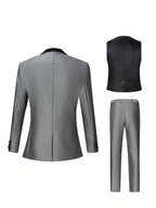 Customized Luxury Men Suits Single Breasted Peak Lapel 3 Piece Jacket Pants Vest Full Sets High Quality Clothing Terno Blazers