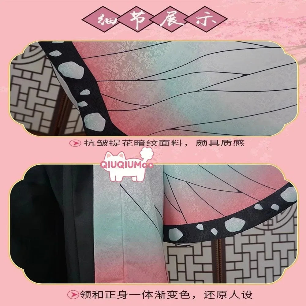 Fashion Anime Kochou Shinobu Cosplay Costume Kisatsutai Women Japanese Haori Uniform Wig Halloween Party Comic Con Outfit
