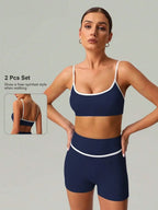 2 PCS Women Sports Bra And Shorts Set For Yoga Running