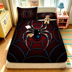 3pcs Spider Animal Printed Coreless Bed Sheet Summer Set Multi Size Comfortable Bedding Decoration Machine Washable