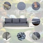 Outdoor Wooden Porch Daybed Swing, Patio Garden Swing Bench, Gray 69