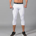 Sports Cropped Pants Running Gym Compression Elastic Waist Polyester Tight Slim All Season Men Capri Leggings