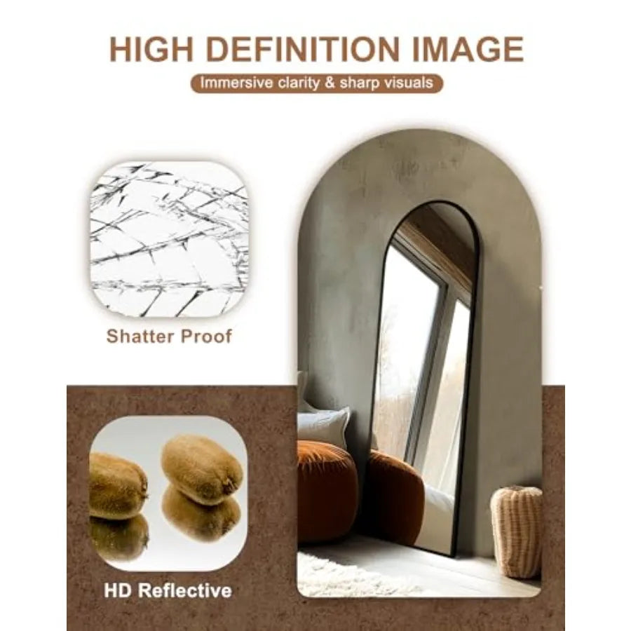 Arched Mirror Full Length, Standing Mirror Full Body, Large Floor with Stand for Wall Entryway Door Bedroom Bathroom Living Roo