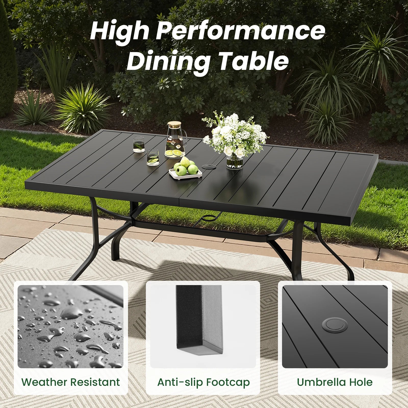 Farini 7-Piece Outdoor Dining Set for 6, Patio Table with 6 Chairs, Garden Furniture for Backyard, Deck, Poolside