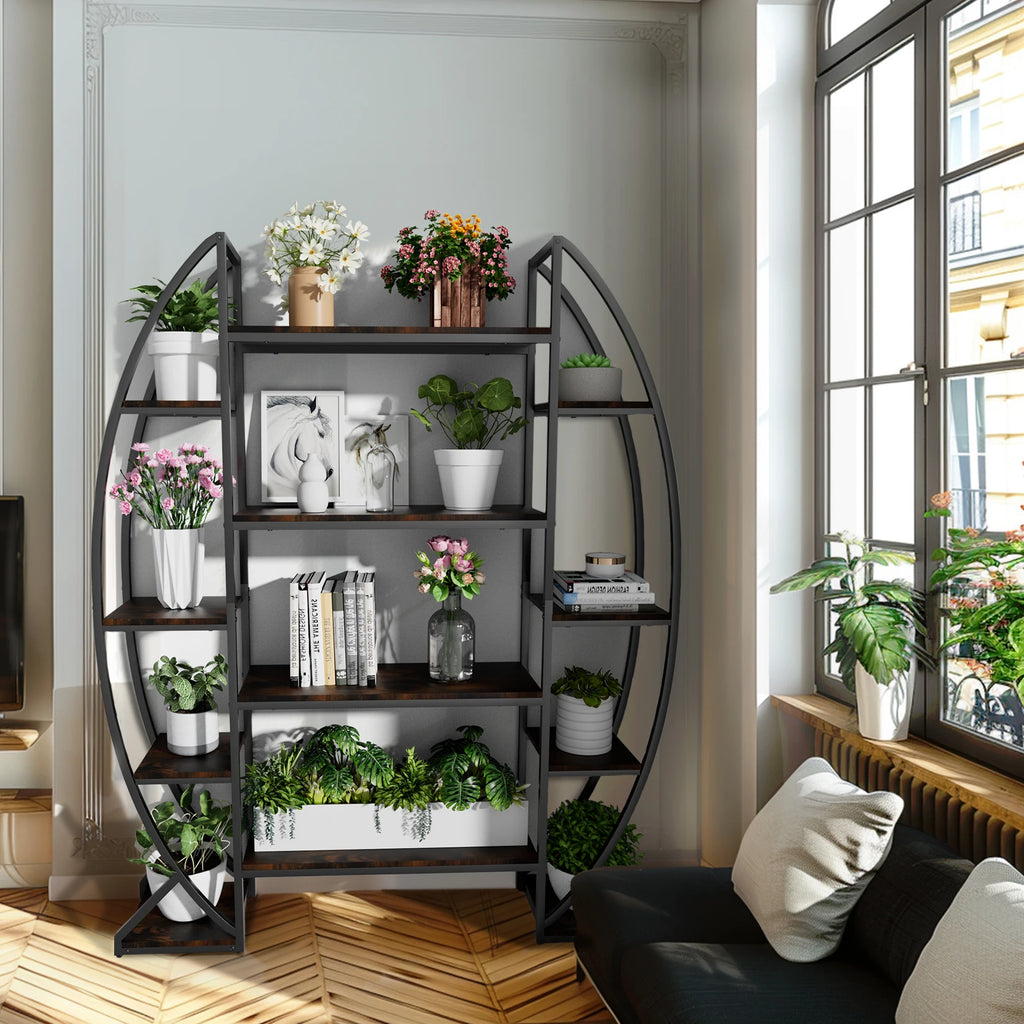 Metal Plant Stand Industrial Bookshelf Multilayer Ladder Garden Flower Pot Rack