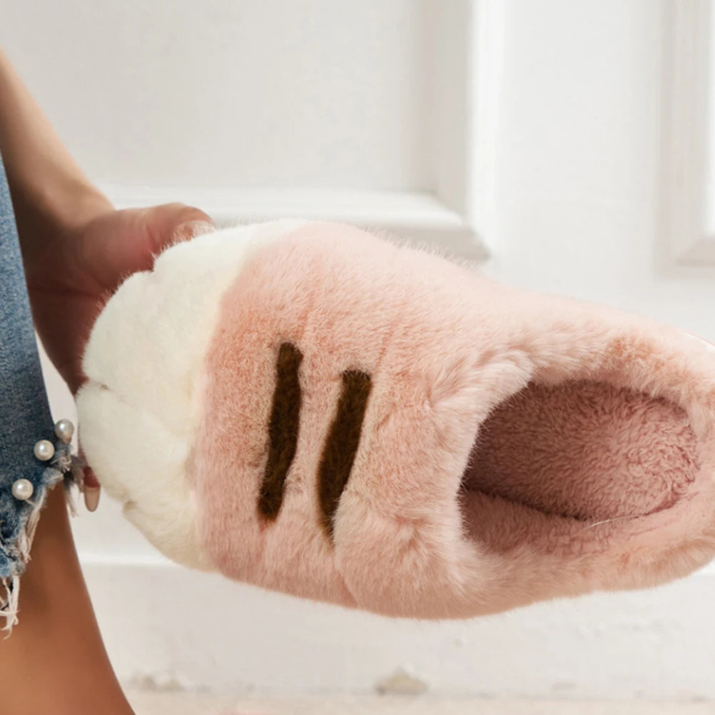 3D Cat Paw Plush Slippers Warm Slip-on House Shoes Comfortable Fluffy Home Slippers Anti Slip Cute Paw Slippers for Men Women