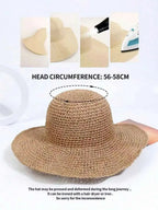 DAZY Versatile And Foldable Khaki Straw Hat For Women, Sun Protection And Beach Vacation, Korean Style Boho