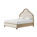 Rustic Oak 3-Piece Eastern King Bed with Nightstands, Solid Wood, Unique Legs, Upholstered Frame, Traditional Design