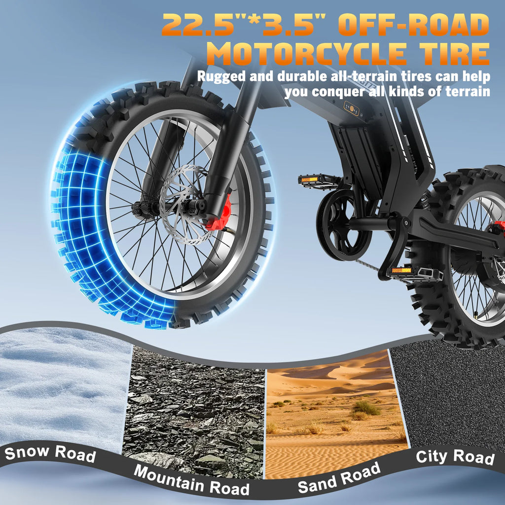Electric Bike GT73 Off-Road Ebike 70Kmh 3000W Brushless Motor 58V30AH Lithium Battery New In Ebike Adult Electric Motorcycle