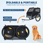 Foldable Dog Bike Trailer, Heavy Duty Steel Frame Pet Bike Carrier, 100 LBS Capacity Oxford Fabric Dog Carrier Bicycle Trailer with Mesh Window Reflectors for Medium Large Dogs & Cats, Black
